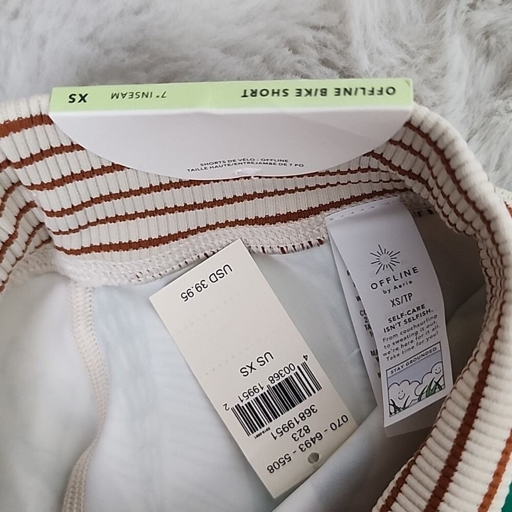 Aerie OFFLINE Goals Ribbed Drawcord Bike Shorts Peach Apricot Orange NWT Small - Picture 11 of 11